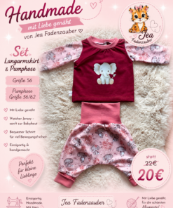Pumphose Set 56/62 Elefant