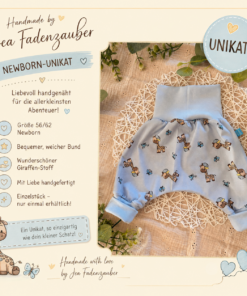 Pumphose Giraffen Blau 56/62